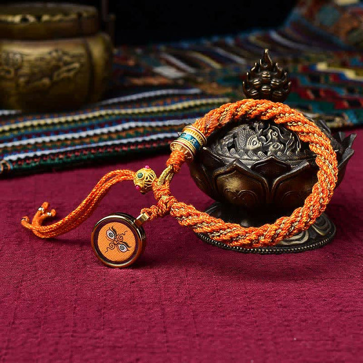 Buddha Stones, tibetisches handgefertigtes Glücks-Thangka-Gebetsrad-Charm, Webschnur-Armband