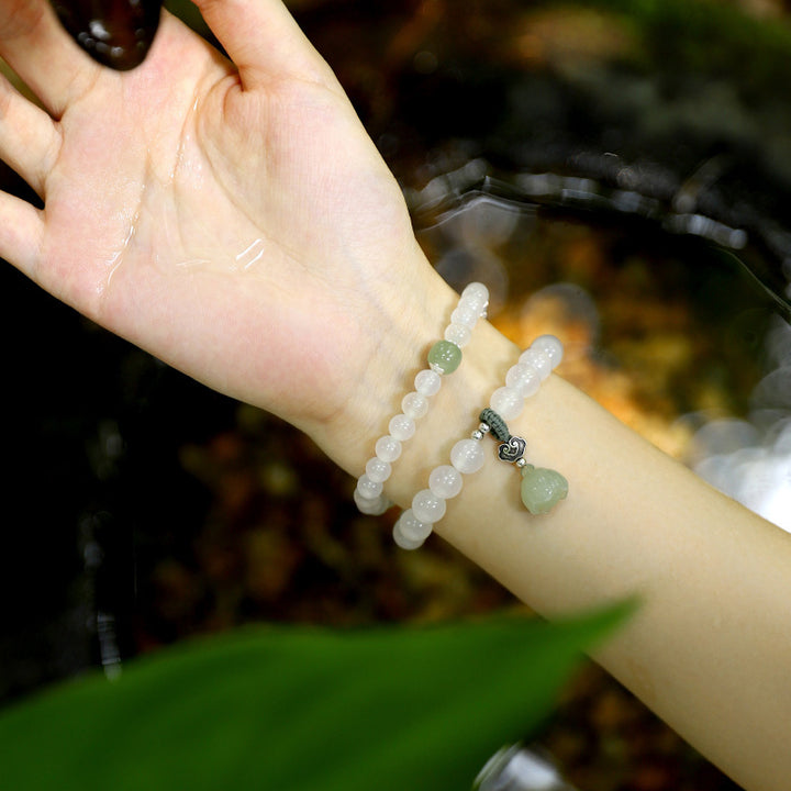 Weiß Achat-Jade-Lotus-Schutzarmband