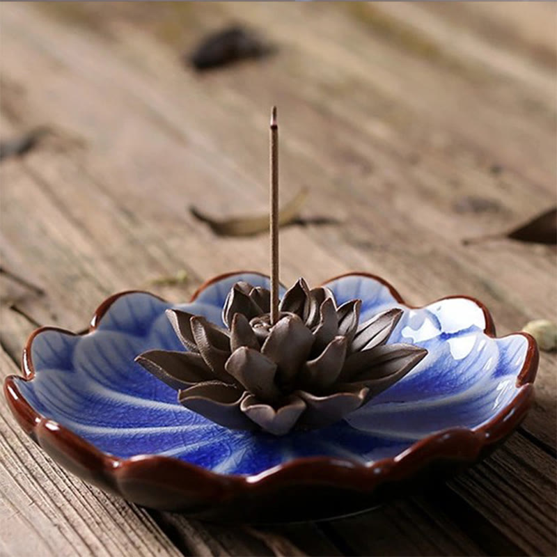 Buddha Stones, Lotus-Muster, heilende Keramik-Räuchergefäß-Dekoration