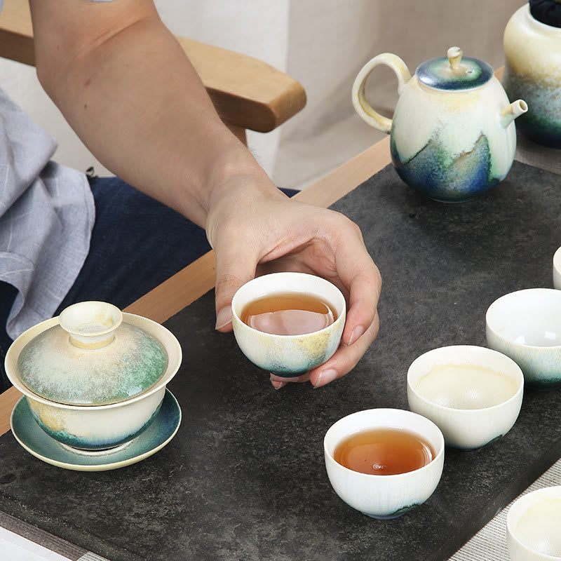 Buddha Stones Kreative grüne Keramik-Teetasse Kung-Fu-Teetassen