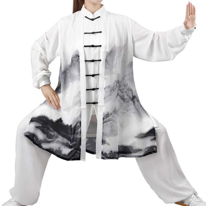 3-teiliges Unisex-Kleidungsset mit Tuschemalerei, Meditation, Gebet, spiritueller Zen-Tai-Chi-Qigong-Praxis