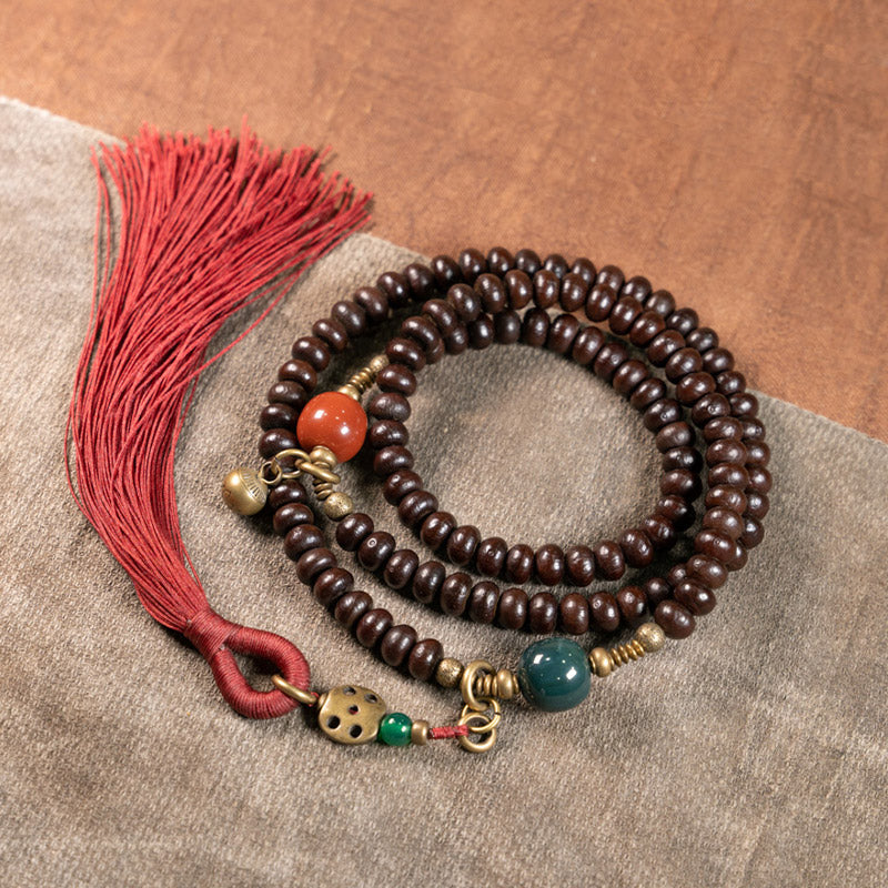 Buddha Stones, 108 Mala-Perlen, natürliches Tibet-Lila-Bodhi-Samen-Glücksbringer-Armband