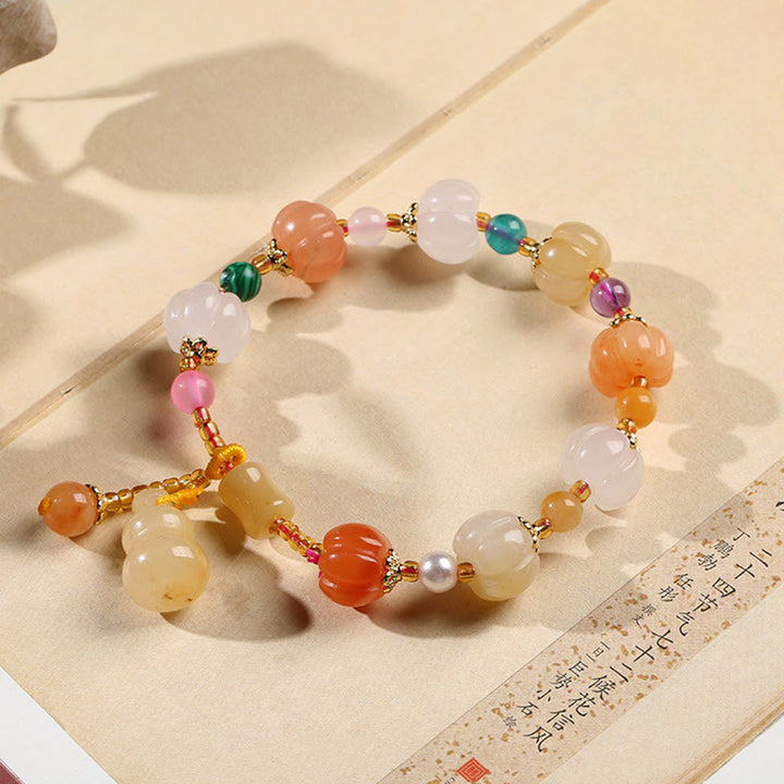 Natürliche goldene Seide Jade Kristalle Kürbis Pixiu Kürbis Perlen Reichtum Charm Armband