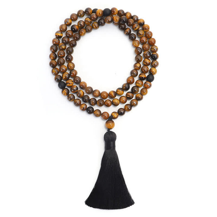 Buddha Stones 108 Perlen Mala Tigeraugenschutz Quastenarmband