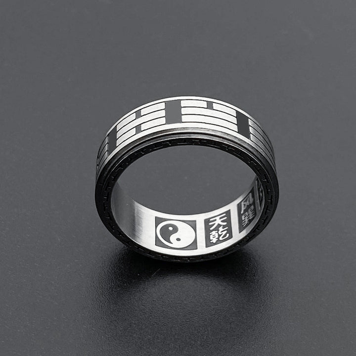 Buddha Stones Bagua Yin Yang Titanstahl Balance Drehbarer Ring