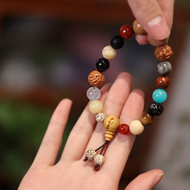 Buddha Stones Bodhi Samen Achat Weisheit Harmonie Handgelenk Mala Armband