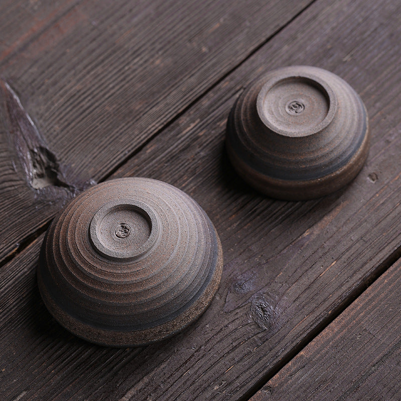 Buddha Stones Einfache braun gestreifte Textur Keramik Teetasse Kung Fu Teetasse Schüssel