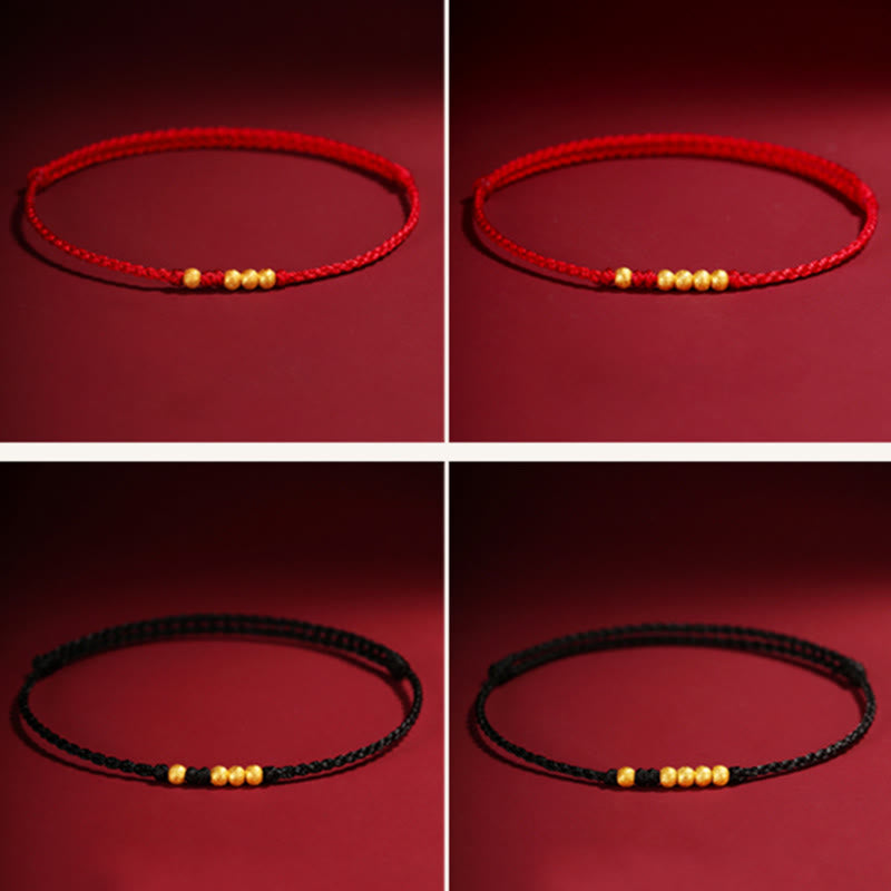 Buddha Stones 999 Goldperlen Glück geflochtenes Schutz-Paar-Armband