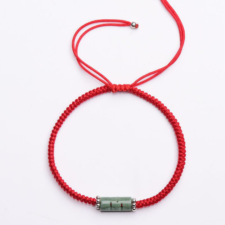 Buddha Stones Natural Jade Companion Lucky Red String Armband