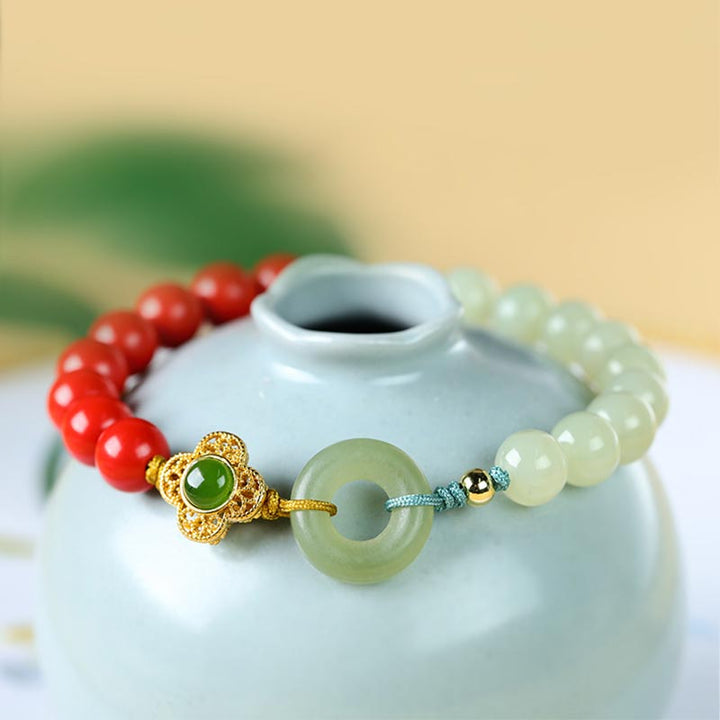 Natürliches Zinnober-Jade-Segen-Armband