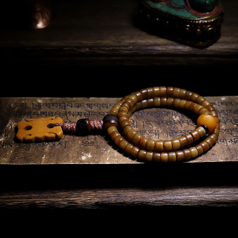 Tibet 108 Mala Perlen Yak Knochen Bernstein Balance Armband