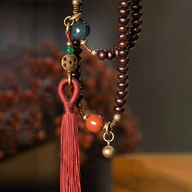 Buddha Stones, 108 Mala-Perlen, natürliches Tibet-Lila-Bodhi-Samen-Glücksbringer-Armband