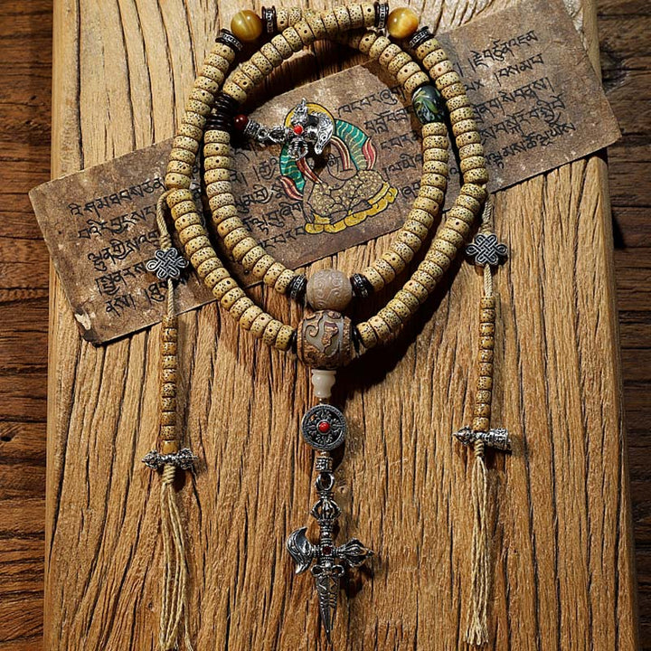 Buddha Stones Tibet 108 Mala Perlen Bodhi Samen Kreuz Vajra Dharma Rad PiXiu Reichtum Armband