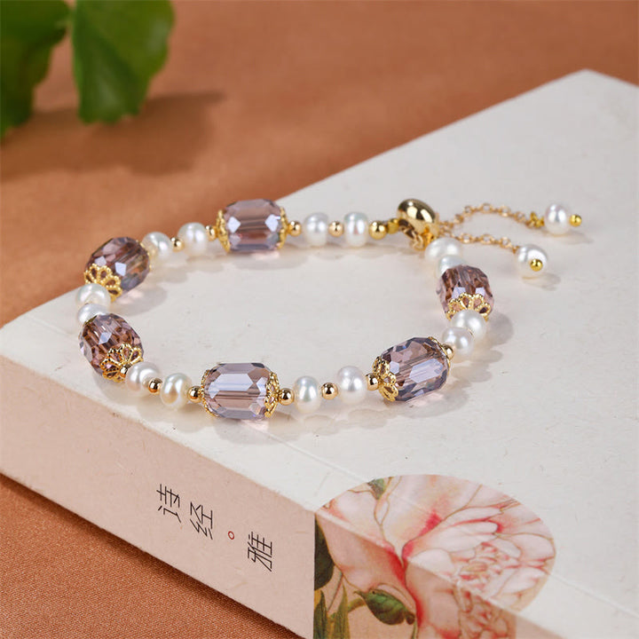 Buddha Stones Natürliches Amethyst-Perlen-Friedensheilungskettenarmband