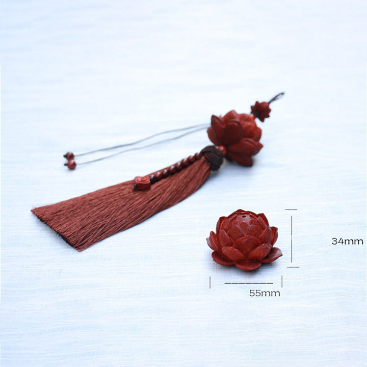 Buddha Stones, tibetisches kleines Blatt, rotes Sandelholz, Lotus, Glücksschutz, Quastendekoration