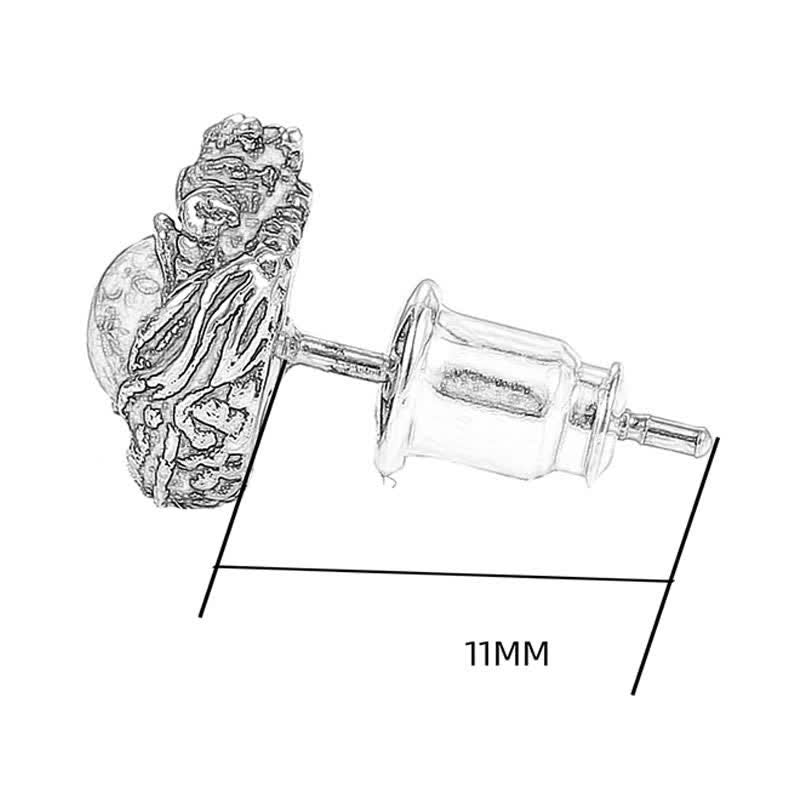 Buddha Stones Ohrstecker aus 925er-Sterlingsilber, natürlicher Bernstein, Drachen-Erfolgsschutz