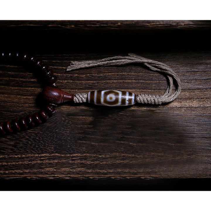 Buddha Stones Natural Tibet 108 Mala Perlen Lila Bodhi Samen Dreiäugige Dzi Perle Kupfer Dorje Harmonie Armband