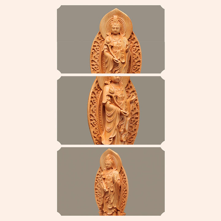 Buddha Stones, handgefertigt, Mahasthamaprapta, Bodhisattva, Thuja Sutchuenensis, Holz, optimistische Dekoration