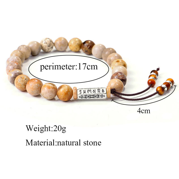 Om Mani Padme Hum Armband aus verwittertem Stein