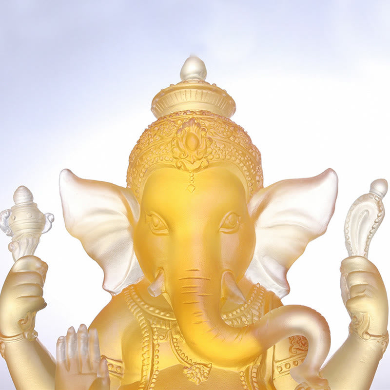 Buddha Stones, handgefertigt, Ganesh Ganpati, Elefantenfigur, Liuli-Kristallkunststück, Schutzstatue, Heimdekoration