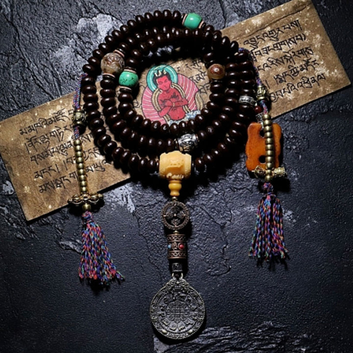 Tibet 108 Mala Perlen Lila Bodhi Samen Bagua Vajra Glücksgefühl Armband