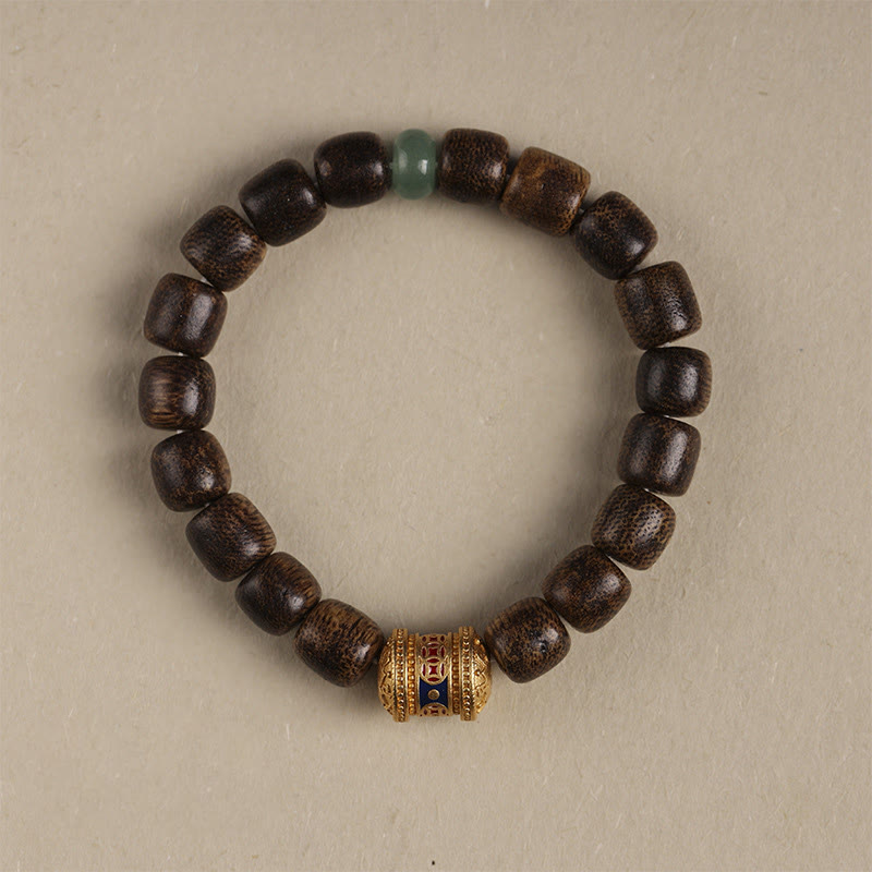 Armband mit Buddha Stonesn, Agarholz, Kupfermünze, verheißungsvolle Wolke, Ruhe