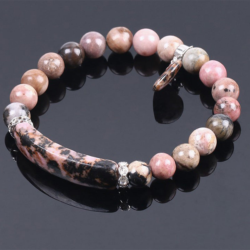 Buddha Stones Rhodonit Love Heart Healing Beads Armband