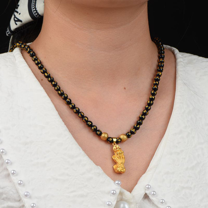 FengShui Obsidian PiXiu Reichtum Halskette