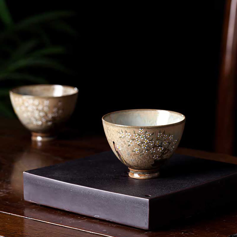 Buddha Stones Jingdezhen handbemaltes Ru-Ofen-Porzellan Hanfu-Mädchen-Blumen-Keramik-Teetasse Kung-Fu-Teetassen