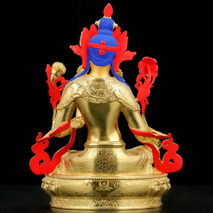 Bodhisattva Grüne Tara Schutz Kupfer vergoldet Statue Dekoration