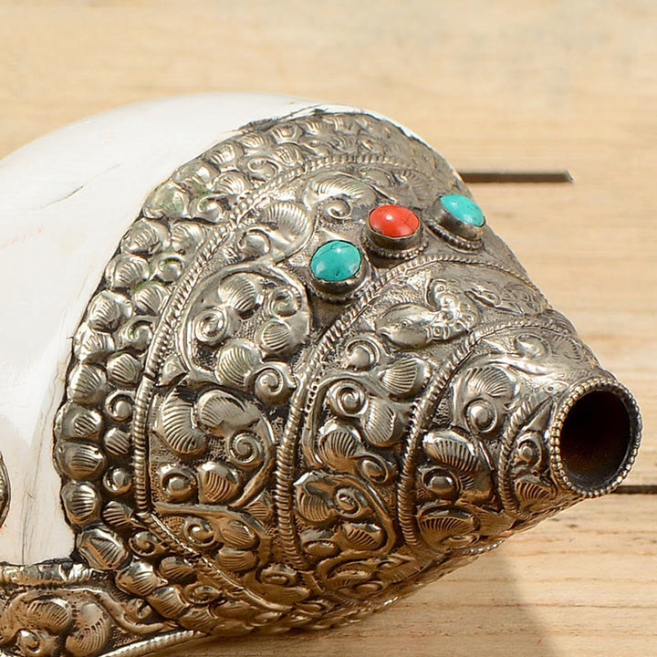 Tibetische natürliche Shankha-Muschelmuschel, Reichtum, Glück, Heimdekoration