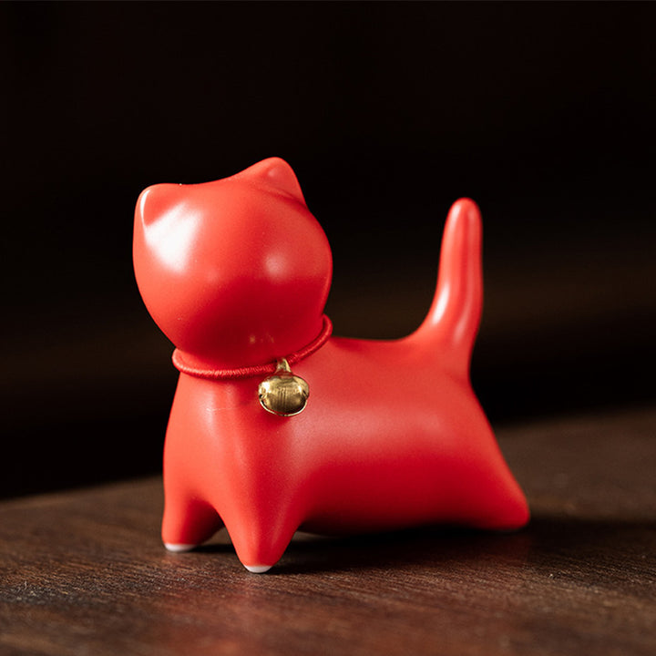Buddha Stones Mini Kleine süße Katze Tee Haustier Keramik Home Desk Figur Dekoration