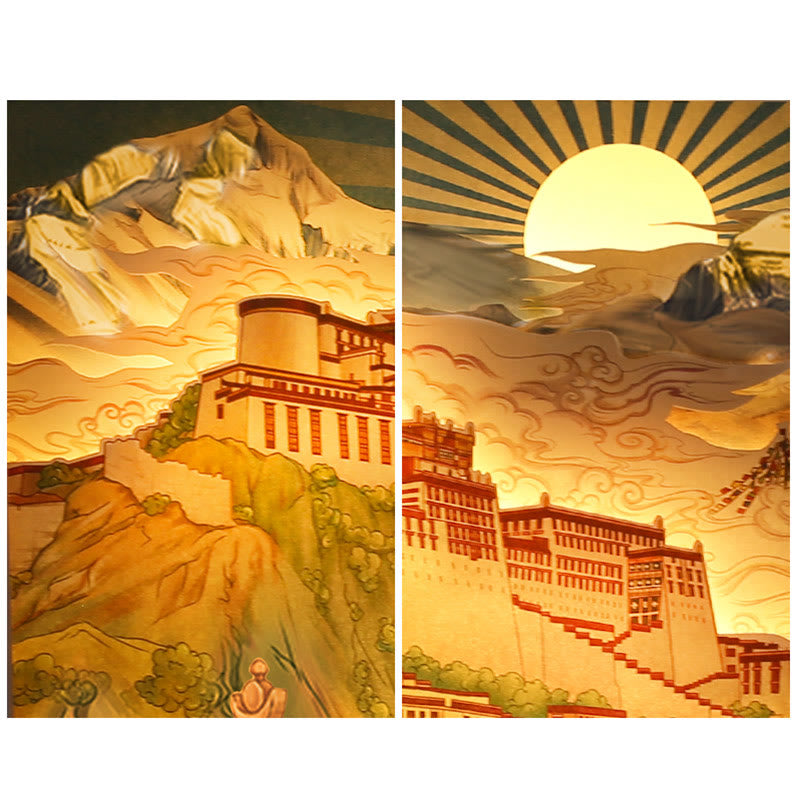 Tibet Potala Palast Papier LED Schnitzlampe Kunst Nachtlichter Kreative LED Tischlampe