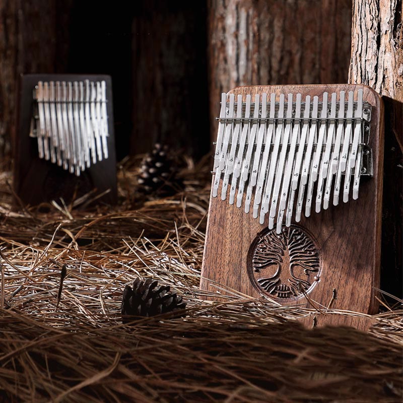 Kalimba 34 Tasten Daumenklavier Baum des Lebens Design Tragbares Finger-Marimba-Klavier