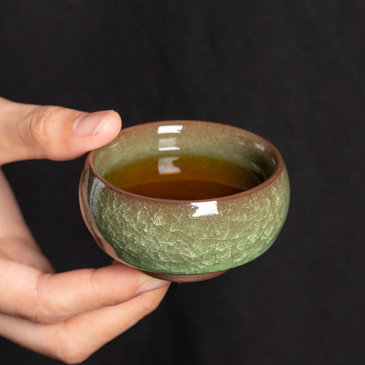 Buddha Stones Chinese Green Ice Crack Design Jianzhan Kiln Change Porzellan Teetasse Kung Fu Teetasse