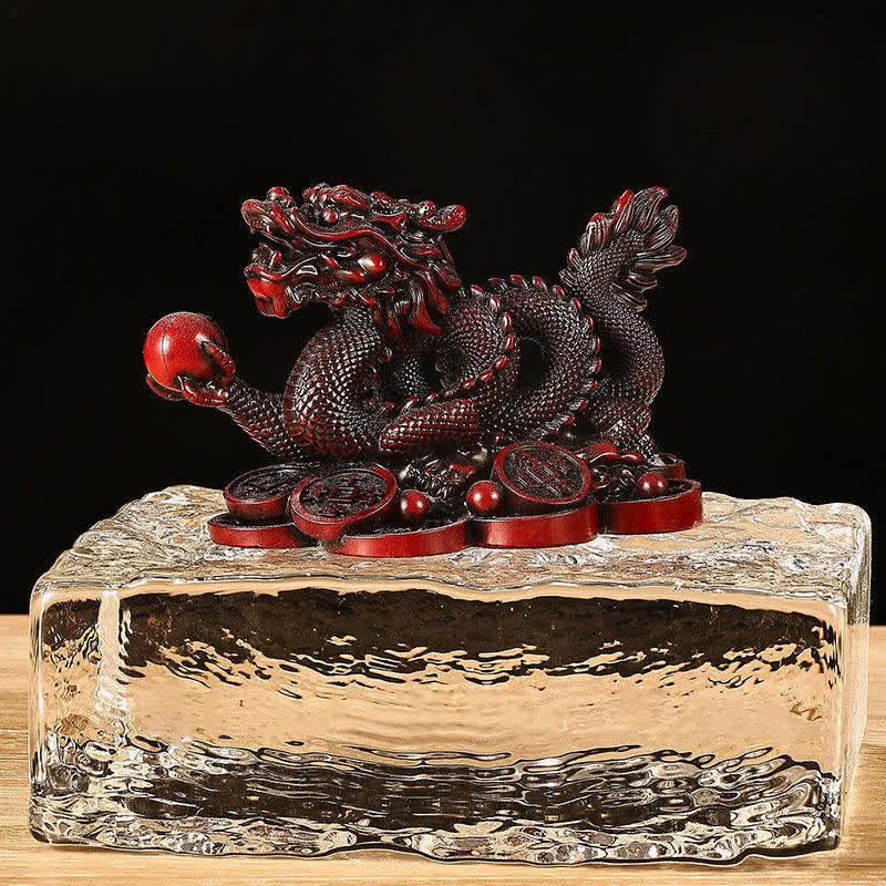 Buddha Stones, Feng Shui, Drache, Kupfermünze, Reichtum, Erfolg, Glück, Dekoration