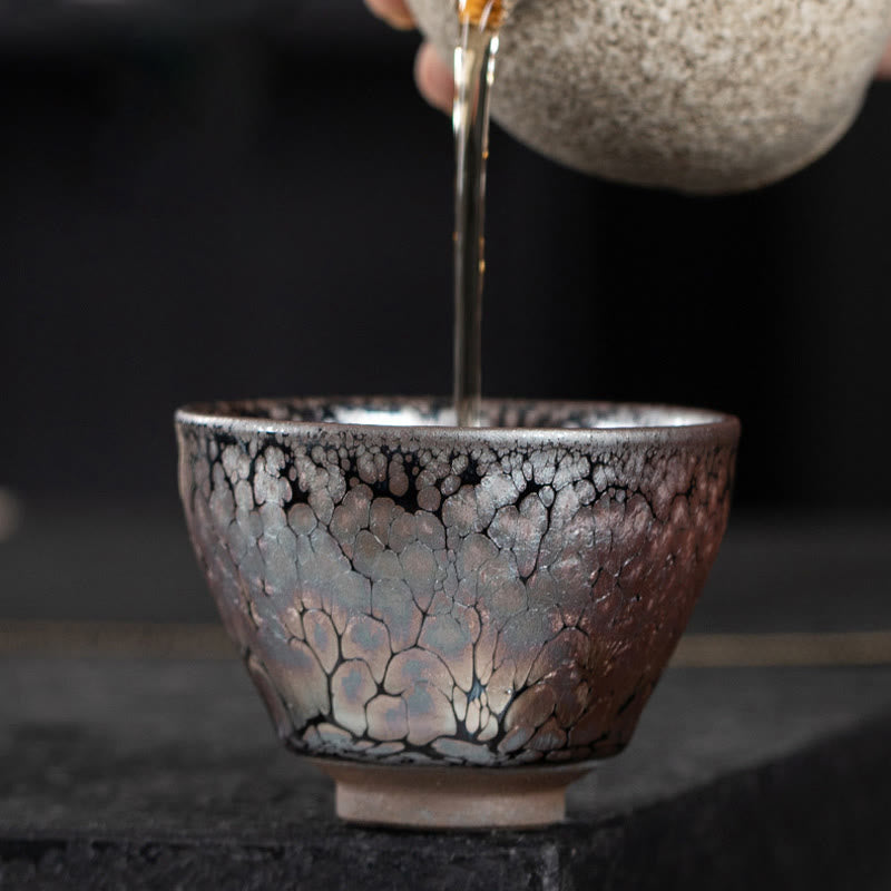 Buddha Stones, handgefertigt, Kirschblüten, Sakura-Design, chinesische Jianzhan-Keramik-Teetasse, Kung-Fu-Teetasse