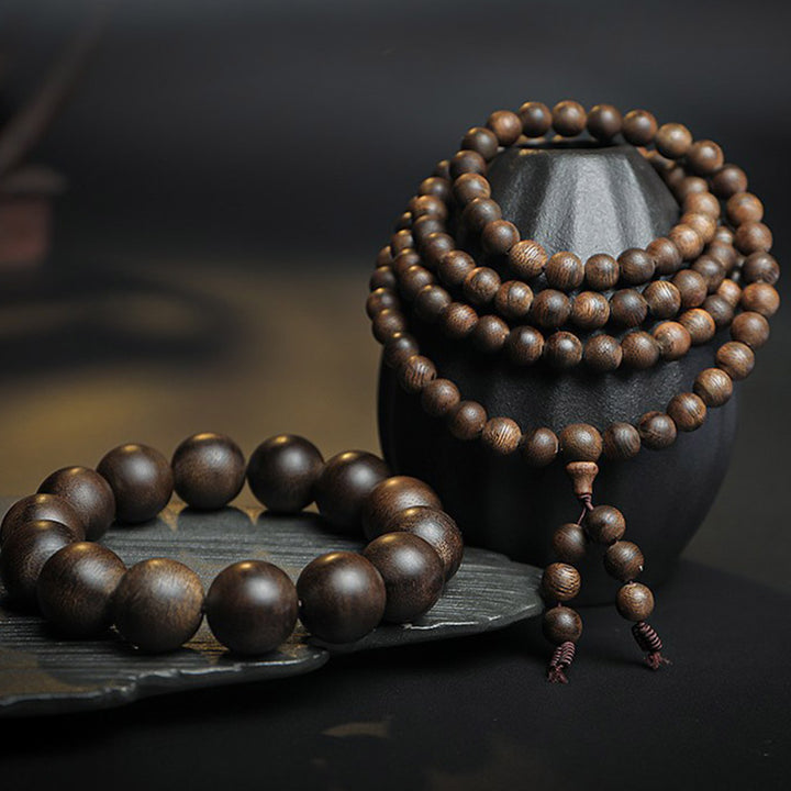 Buddha Stones 108 Mala Perlen Adlerholz Frieden Stärke Ruhe Armband