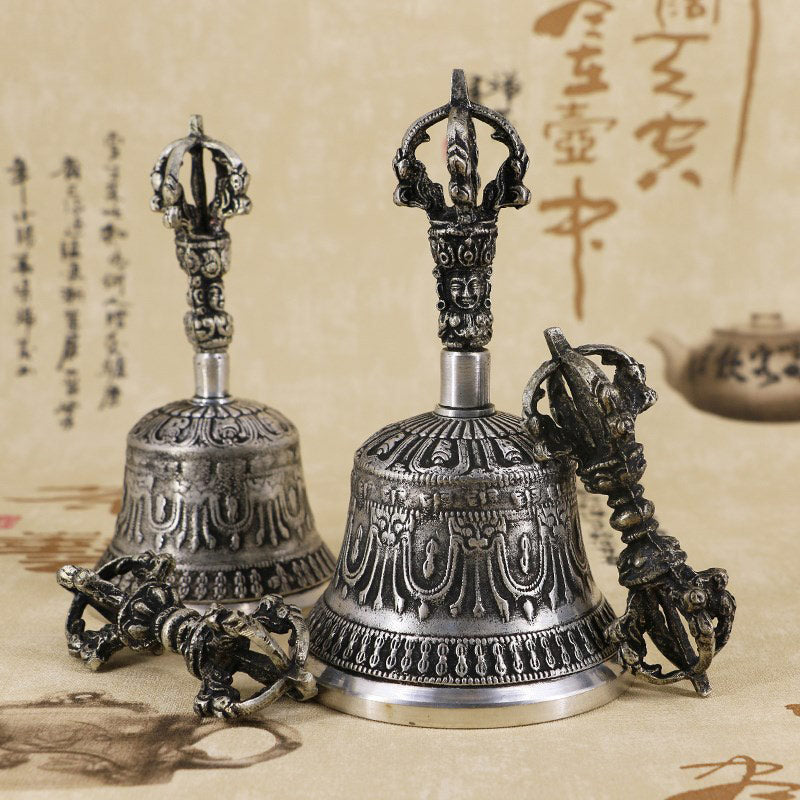 Buddha Stones Tibetische Meditationsglocke und Vajra Dorje Kupfer-Dekorationsset