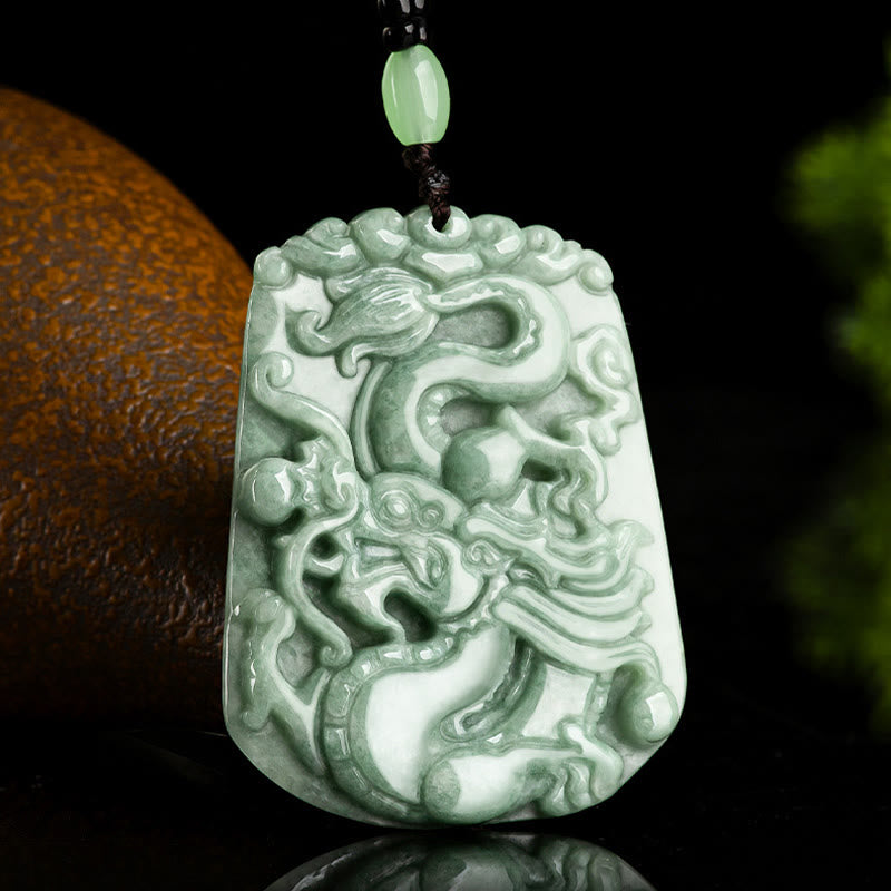 Buddha Stones, Jahr des Drachen, chinesisches Sternzeichen, Drache, aufsteigender Jade-Schutz, Perlenkette, Halsketten-Anhänger