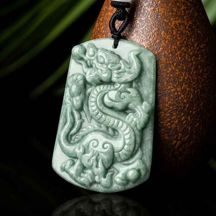 Buddha Stones, Jahr des Drachen, chinesisches Sternzeichen, Drache, Jade, Erfolg, Amulett, Halskettenanhänger