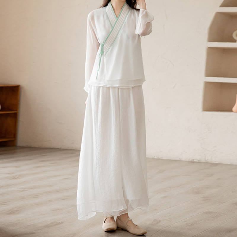 Retro-Gebet Zen spirituelle Meditation Praxis Chiffon Kleidung Damen Set