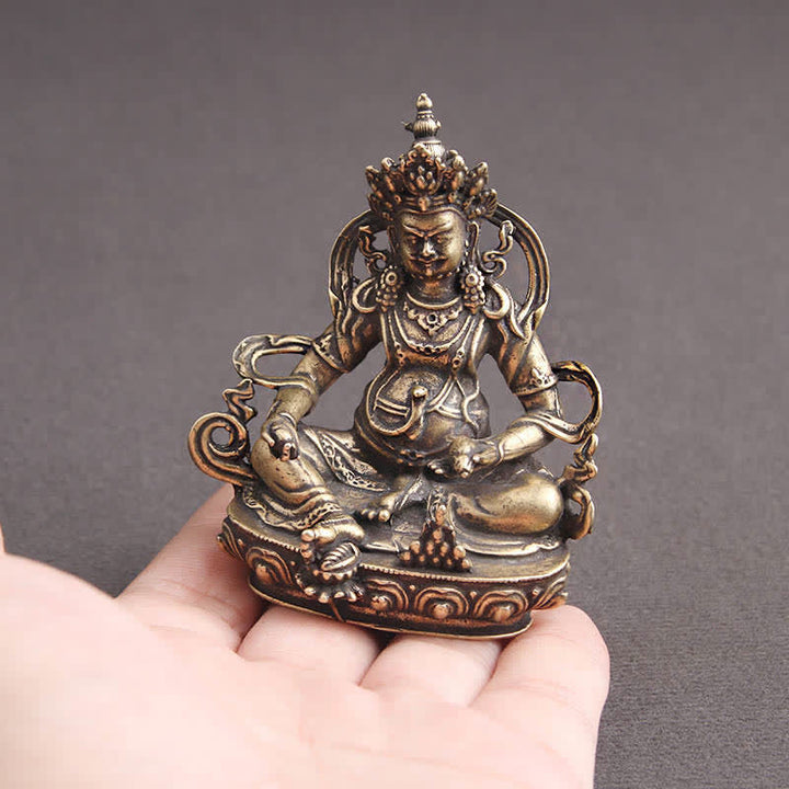 Gelbe Jambhala Bodhisattva Figur Serenity Kupfer Statue Dekoration