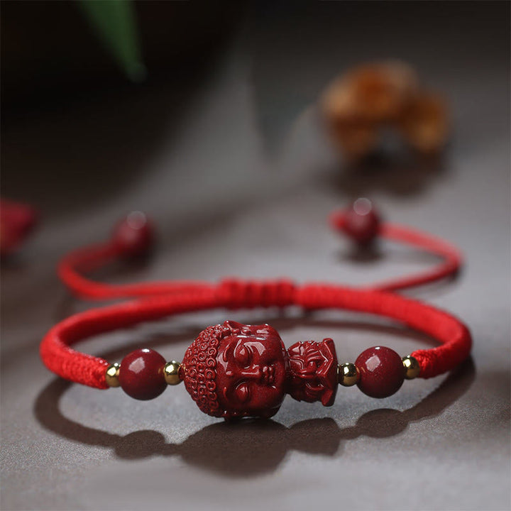 Buddha Stones Chinesisches Sternzeichen Natal Buddha Zinnober Amulett Segen Schnurarmband