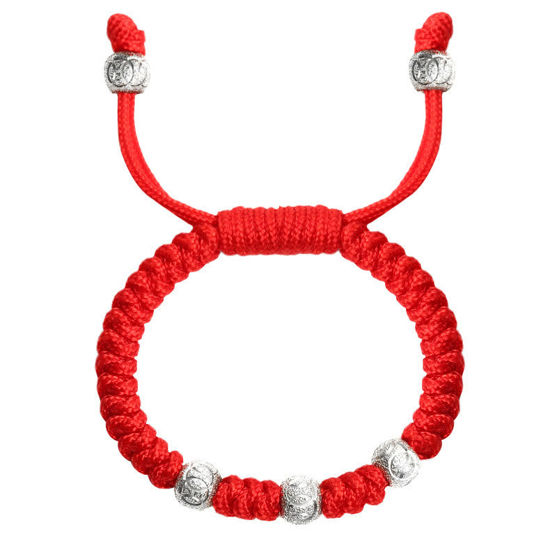 Buddha Stones 925 Sterling Silber King-Kong-Knoten-Armband, mehrfarbig, rote Schnur, Stärke, handgefertigt, geflochten, für Kinder und Kinder