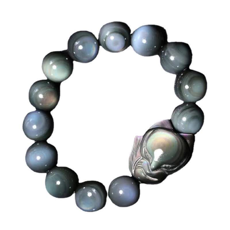 Buddha Stones Regenbogen-Obsidian-Fuchs-heilendes positives Armband