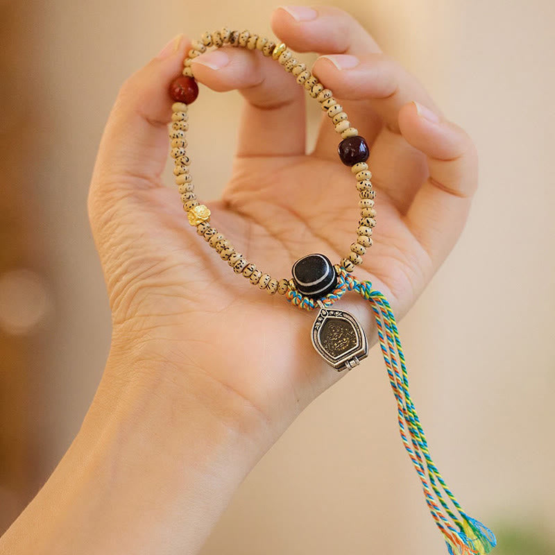 Buddha Stones Tibet Rudraksha Bodhi Samen Amulett Reichtum Glück Armband