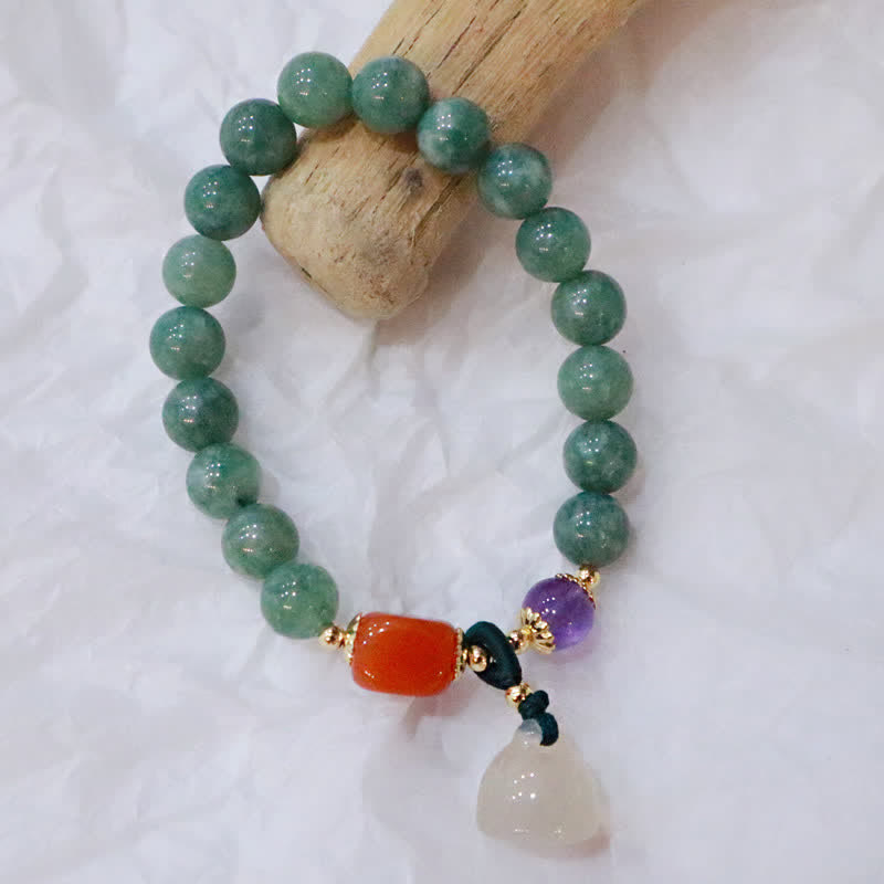 Cyan Jade Lotus Kürbis Wunsch Frieden Schnalle Amethyst Kristall Heilung Armband