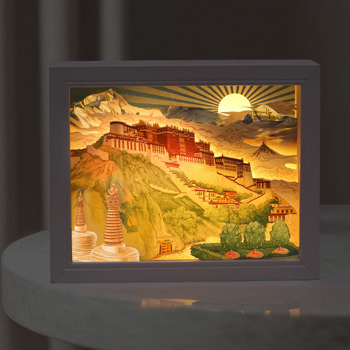 Tibet Potala Palast Papier LED Schnitzlampe Kunst Nachtlichter Kreative LED Tischlampe