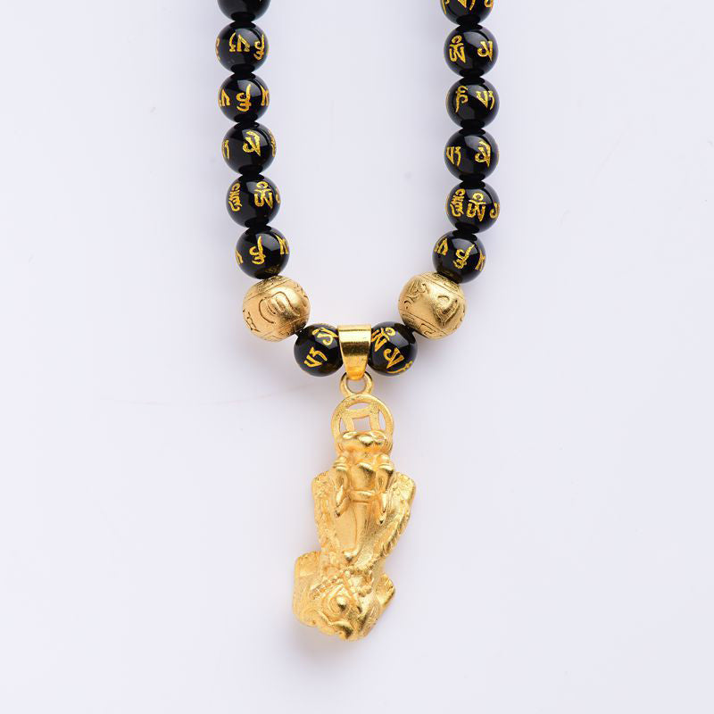 FengShui Obsidian PiXiu Reichtum Halskette
